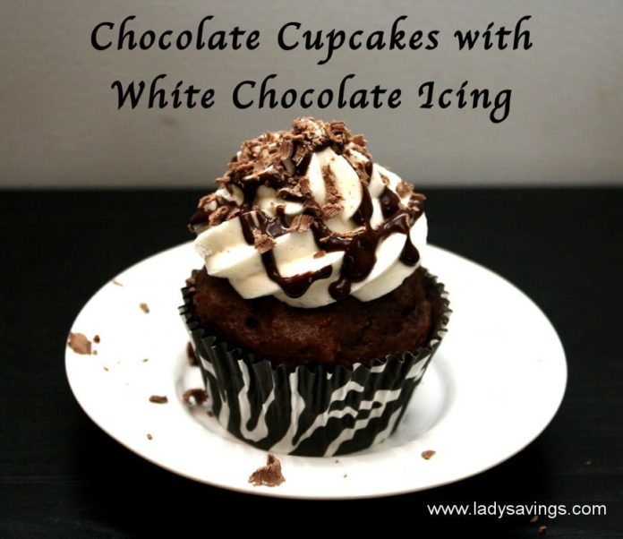 Chocolate Cupcakes with White Chocolate Icing