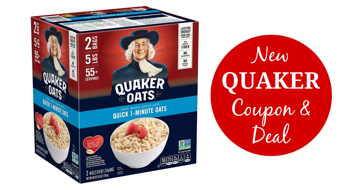 Quaker Coupons & Deals (Stock up on Quaker Oatmeal, Cereal & Snacks!)