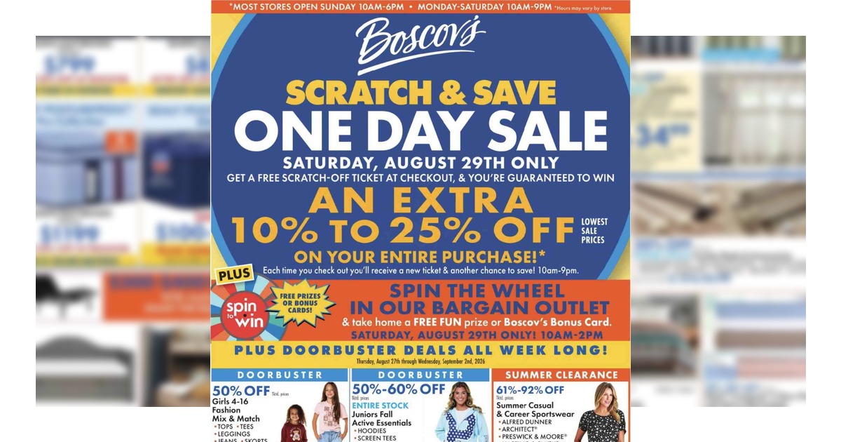 Boscov's Weekly Ad (8/27/26- 9/2/26) Sales Preview!
