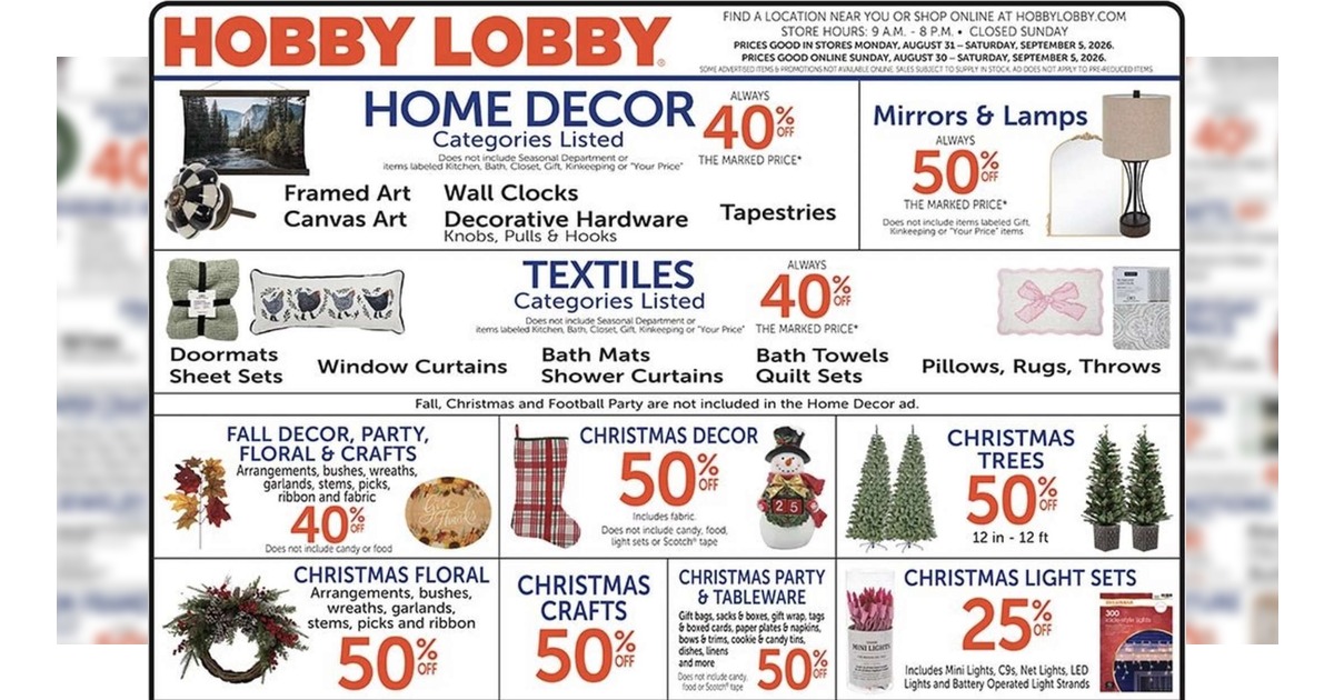 Hobby Lobby Weekly Ad (8/30/26 - 9/5/26) Preview
