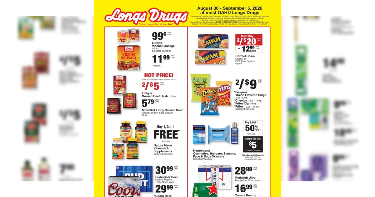 Longs Drugs Weekly Ad (8/30/26 - 9/5/26) Preview!