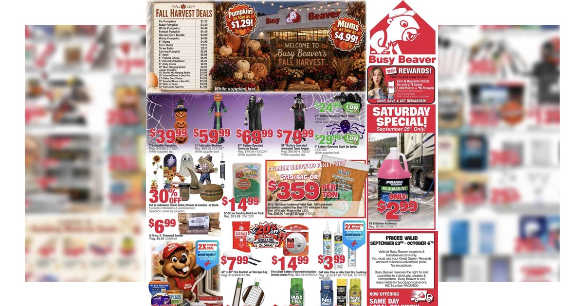 Busy Beaver Ad (9/23/26 – 10/6/26) Preview!