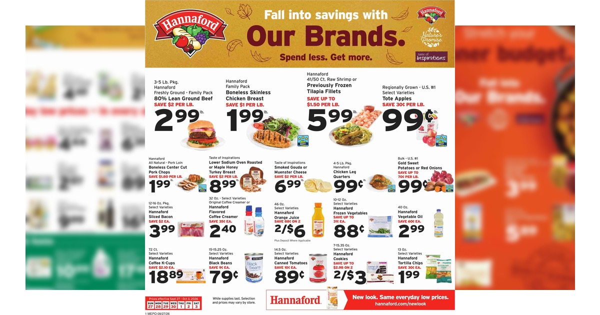 Hannaford Weekly Flyer (9/27/26 – 10/3/26) Ad Preview