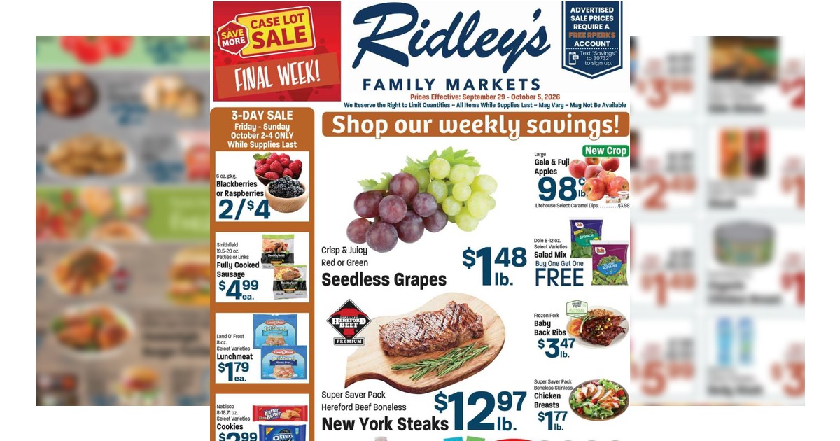 Ridley’s Ad (9/29/26 - 10/5/26) Weekly Ad Preview