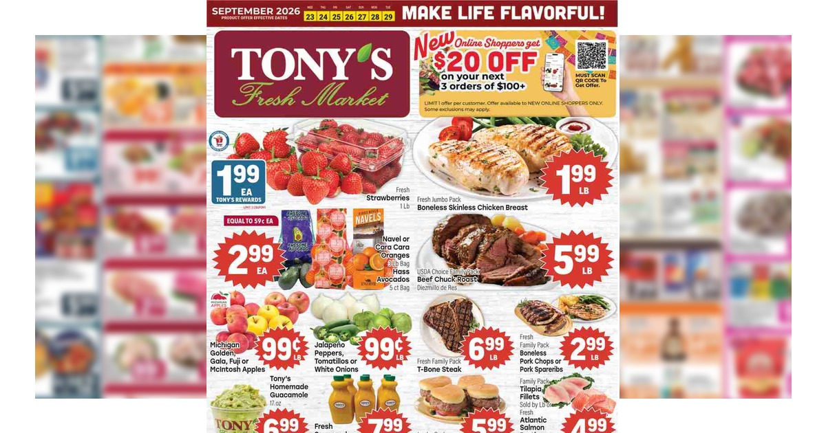 Tony’s Ad (9/23/26 – 9/29/26) Tony’s Fresh Market Weekly Ad
