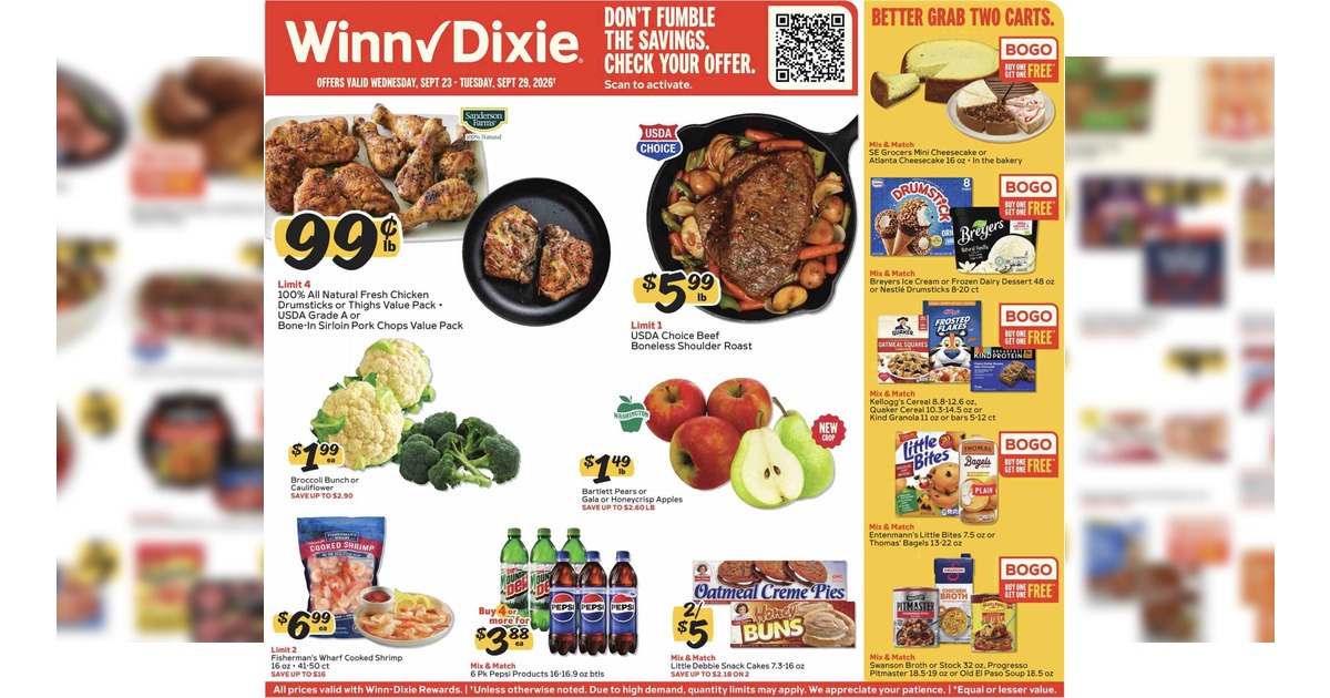 Winn Dixie Ad (9/23/26 – 9/29/26) Early Preview