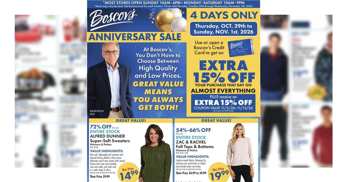 Boscov's Weekly Ad (10/29/26 - 11/4/26) Sales Preview!