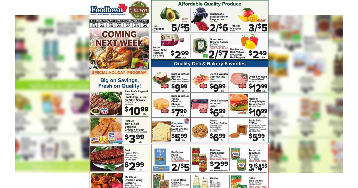Foodtown Weekly Ad (10/23/26 - 10/29/26) Circular Preview