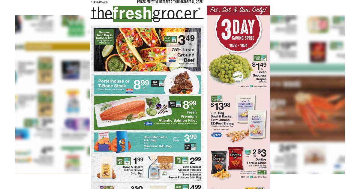 The Fresh Grocer Weekly Ad (10/2/26– 10/8/26) Gerrity's Ad