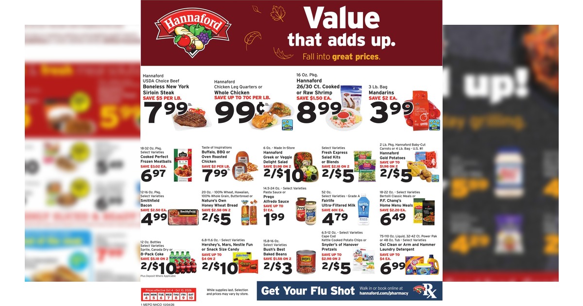 Hannaford Weekly Flyer (10/4/26 – 10/10/26) Ad Preview
