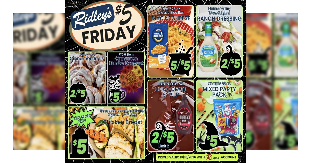 Ridley’s Ad (10/16/26) $5 Friday Ad Preview