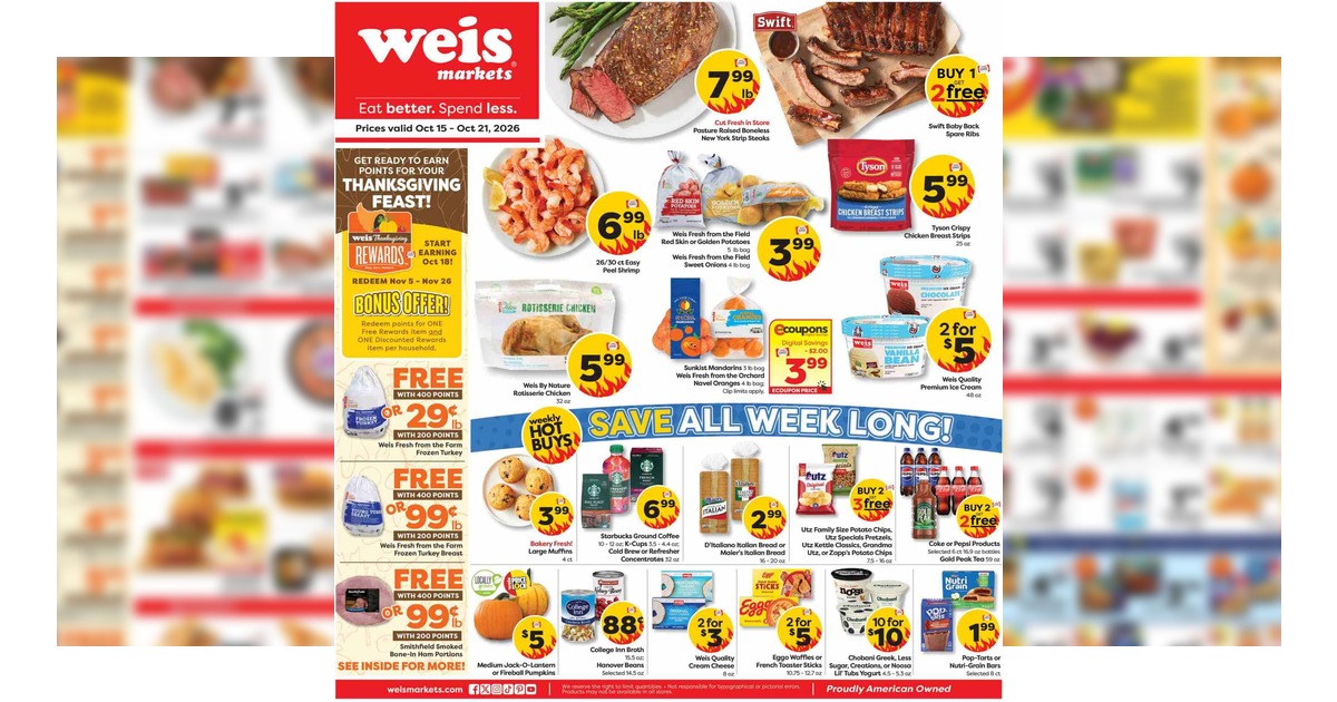 Weis Weekly Sale Ad (10/15/26 - 10/21/26) Markets Circular