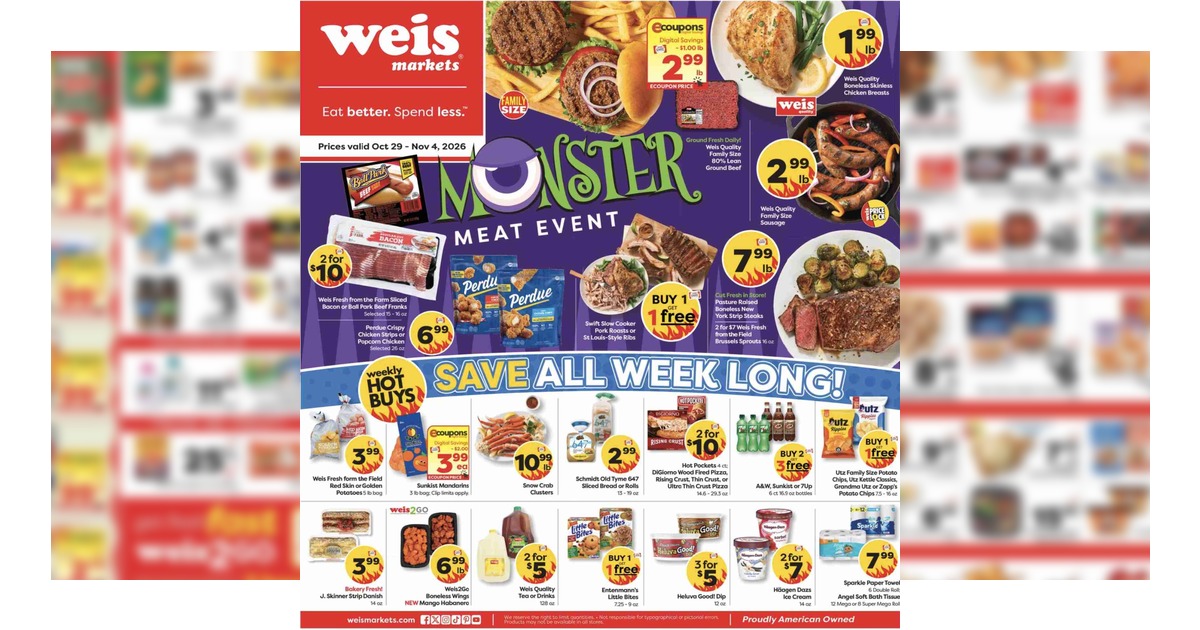Weis Weekly Sale Ad (10/29/26 - 11/4/26) Markets Circular